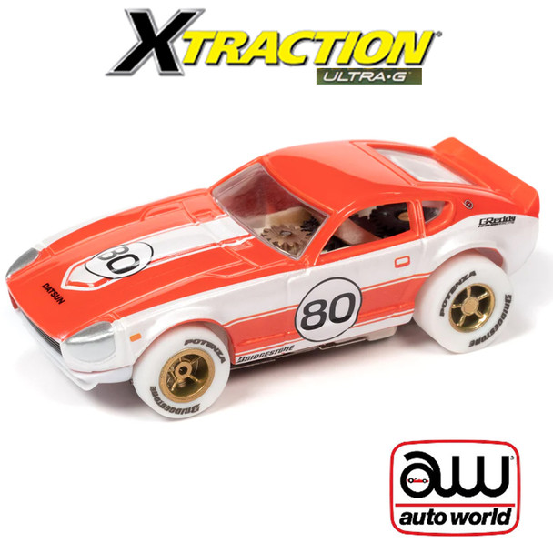 Auto World Xtraction 1973 Datsun 240Z Covered Headlights Red iWheels HO Slot Car