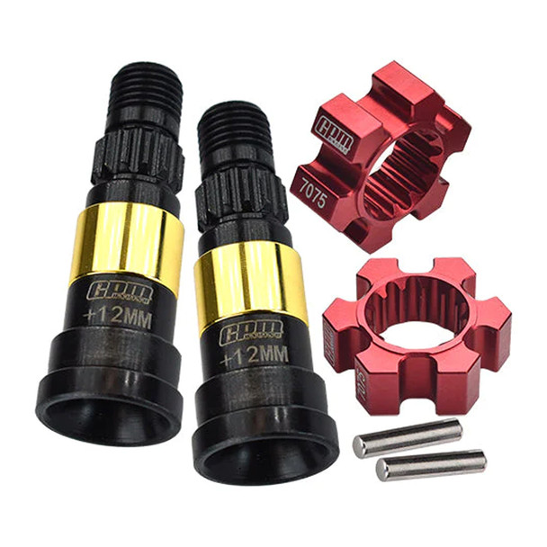 GPM F/R Harden Steel #45 CVD Joint (+12mm) Alum Wheel Hex Hubs Red for X-Maxx