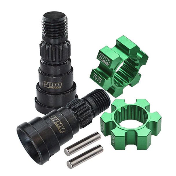 GPM Front Or Rear CVD Joints + Alum Wheel Hex Hubs Green for 1/5 XRT / X-Maxx