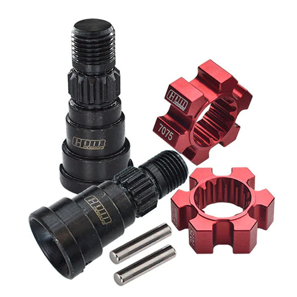 GPM Front Or Rear CVD Joints + Alum Wheel Hex Hubs Red for 1/5 XRT / X-Maxx