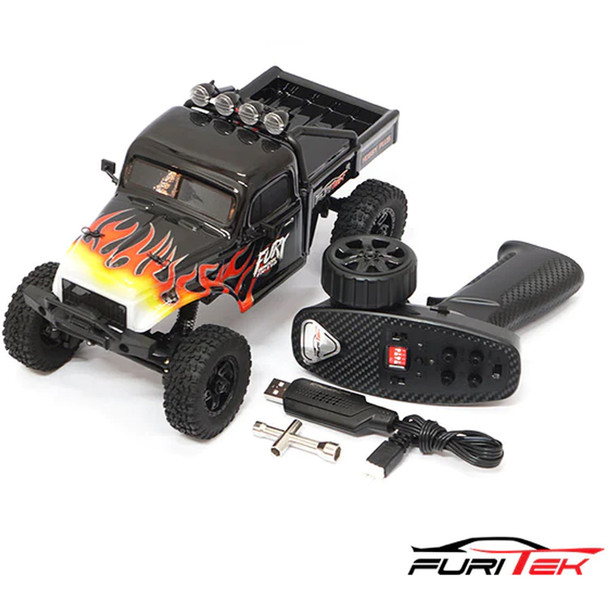 Furitek FUR-2411 FX118 Fury Wagon RTR Brushless 1/18 RC Crawler Kit (Black w/Flames)