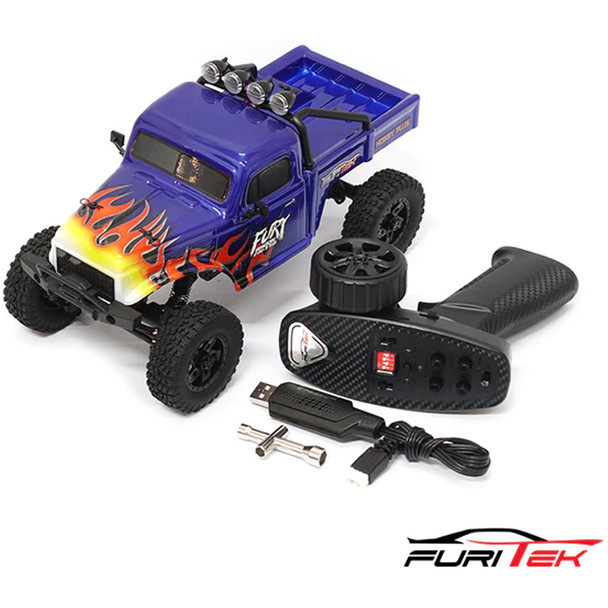 Furitek FUR-2412 FX118 Fury Wagon RTR Brushless 1/18 RC Crawler Kit (Blue w/Flames)