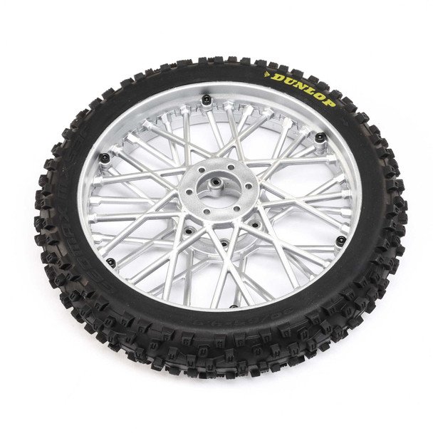 Losi LOS46006 Dunlop MX53 Front Tire Mounted Chrome Wheels for Promoto-MX