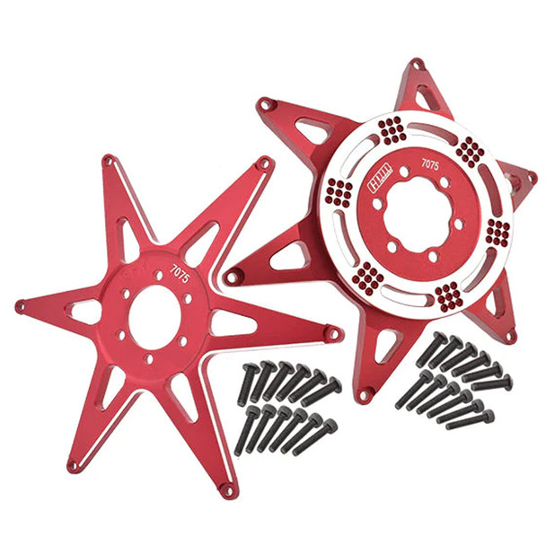 GPM Aluminum 7075 Front & Rear Wheel Pattern Buckle Red for Losi 1/4 Promoto-MX