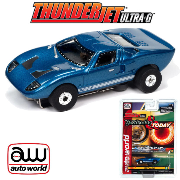 Auto World Thunderjet 1966 Ford GT40 Blue HO Scale Slot Car