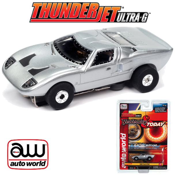 Auto World Thunderjet 1966 Ford GT40 Orion Silver HO Scale Slot Car