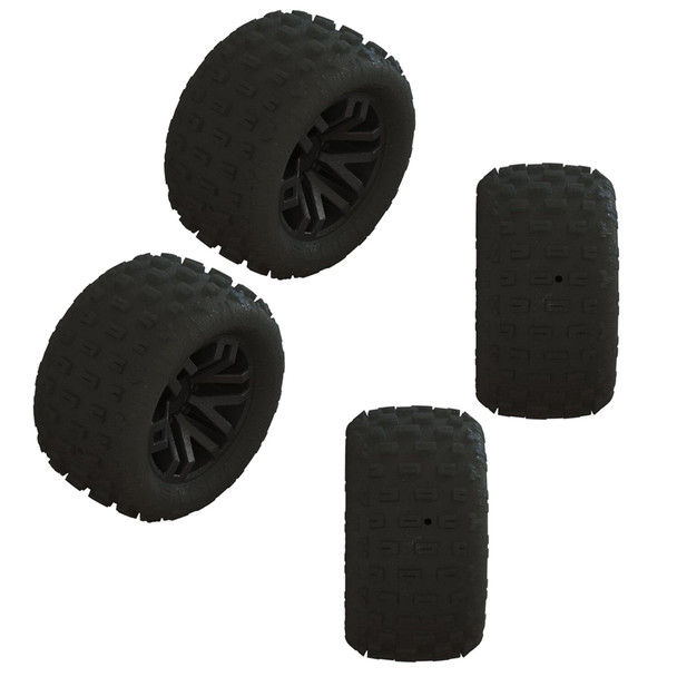 ARRMA ARA550112 dBoots 'FORTRESS' Tires w/ Black Wheels (4) for 1/18 Granite Grom