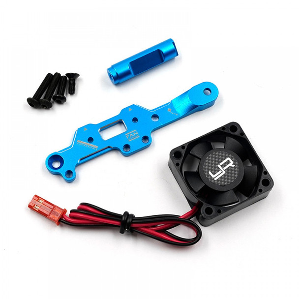 Yeah Racing TAMB-015BU Aluminum Brace w/YA-0180 Tornado Motor Fan for Tamiya MB-01