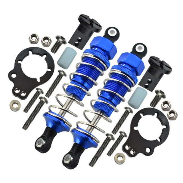 GPM Alum Rear Adjustable Spring Shocks (75mm) & Protector Mount Blue for Tamiya Lunch Box