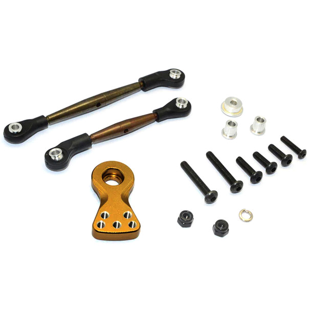 GPM Spring Steel Modified Anti-Thread Steering Tie Rod w/Servo Horn Gold for Tamiya Lunch Box