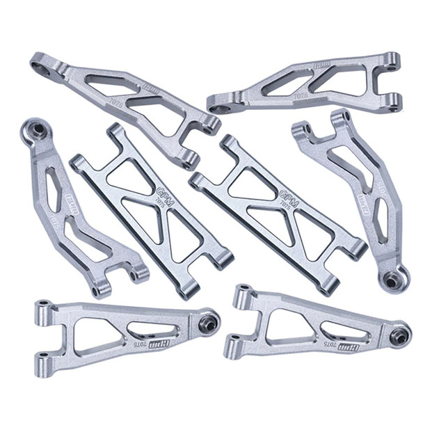 GPM Aluminum 7075 Front & Rear Suspension Arms Silver for Arrma 1/18 Granite Grom