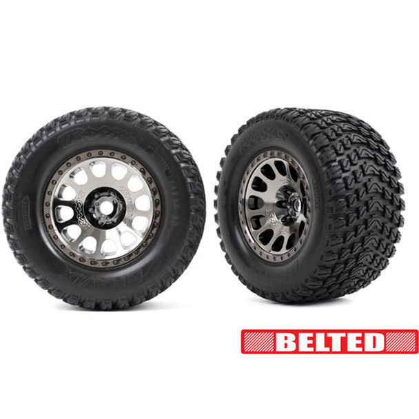 Traxxas 7862X Belted Gravix Tires w/Black Chrome Wheels & Foam Inserts (2) for XRT/X-Maxx