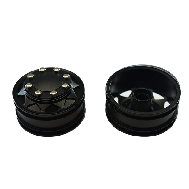 GPM Racing Aluminum Front Wheel Black w/ Hex Driver for 1/14 Tamiya Truck