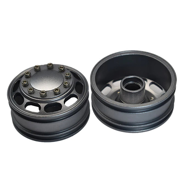 GPM Racing Aluminum Front Wheel Grey w/ Hex Driver for 1/14 Tamiya Truck