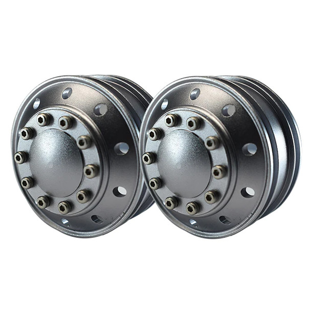 GPM Racing Aluminum Front Wheel Grey (10-Hole Design) for 1/14 Tamiya Truck