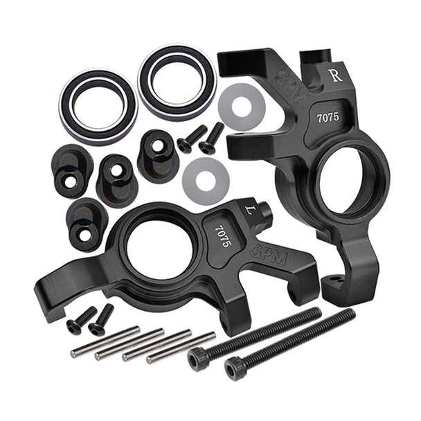 GPM Aluminum 7075 Front Oversized Steering Blocks Black for 1/5 X-Maxx / XRT