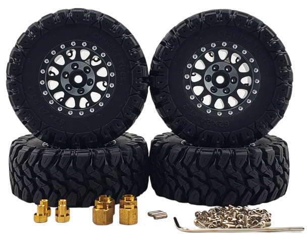 NHX RC 1.2" Crawler Tires w/ Alum Beadlock Wheel (4) for 1/18 TRX-4M Super Soft -Titanium Color