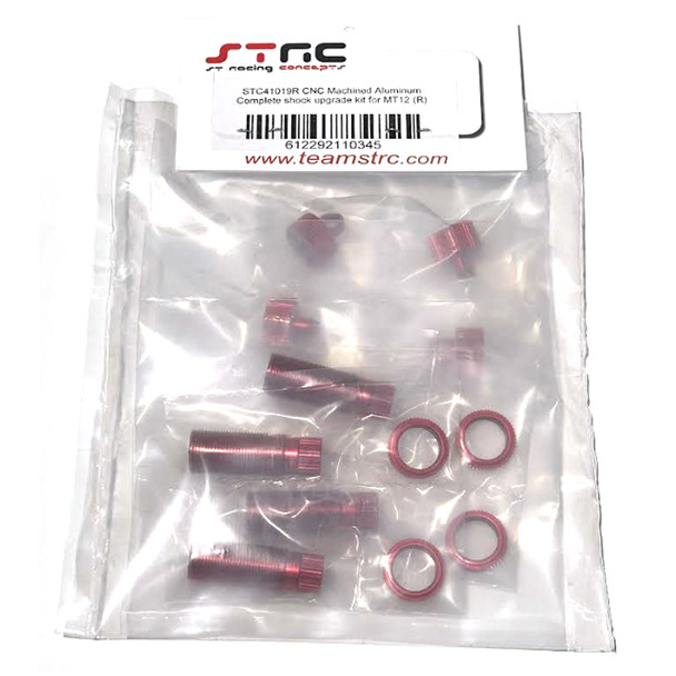 STRC STC41019R CNC Machined Aluminum Complete Shock Kit Red for Associated MT12