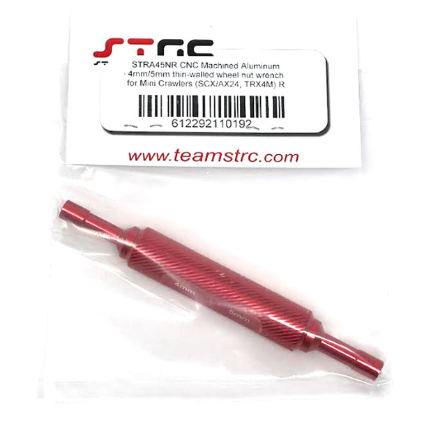 STRC STRA45NR Aluminum 4mm/5mm Thin-Walled Wheel Nut Wrench Red for AX24/TRX4M