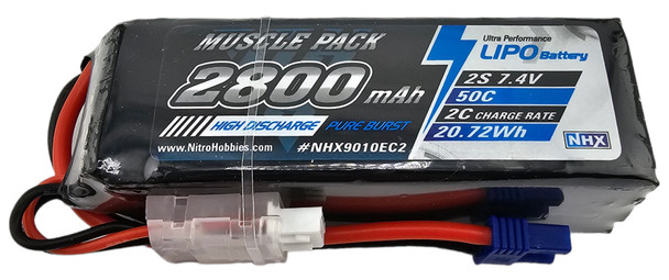 NHX RC Muscle Pack 2S 7.4V 2800mAh 50C Lipo Battery w/ EC2 Connecter