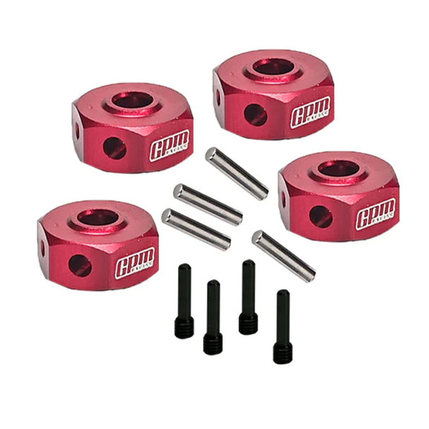 GPM Racing Aluminum 7075 Hex Adapters (12mm) Red for Losi 1/18 Mini LMT