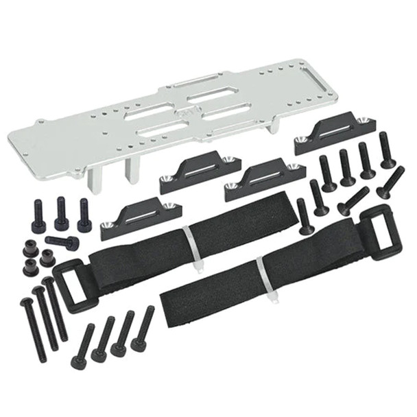 GPM Alum 7075 Battery Compartment w/ESC & Receiving Bracket Silver for Losi 1/18 Mini LMT