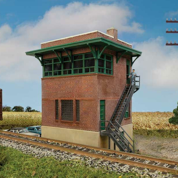 Walthers 933-3554 Pennsylvania Railroad Brick Interlocking Tower w/Flat Roof Kit HO Scale