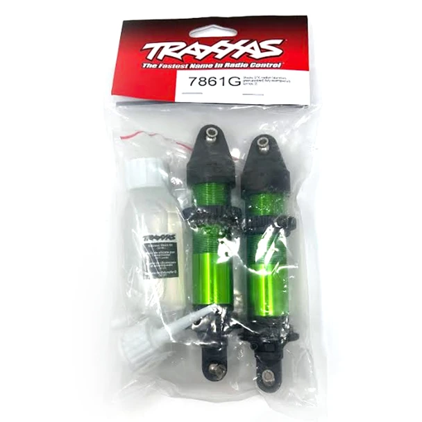 Traxxas 7861G Aluminum Medium-Length GTX Shocks (2) Green for XRT