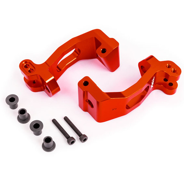 Traxxas 9532R Aluminum L/R Caster Blocks C-Hub Red w/ Kingpin Bushings (4) for Sledge