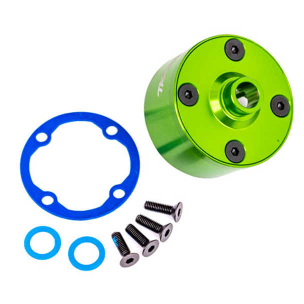 Traxxas 9581G Alum Differential Housing Green w/Ring Gear Gasket/O-Rings for Sledge