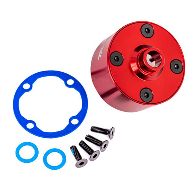 Traxxas 9581R Alum Differential Housing Red w/Ring Gear Gasket/O-Rings for Sledge