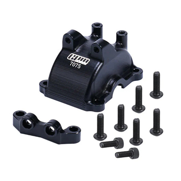 GPM Alum 7075 Front Or Rear Gearbox Cover + Upper Arm Stabilizer Black for TT-02