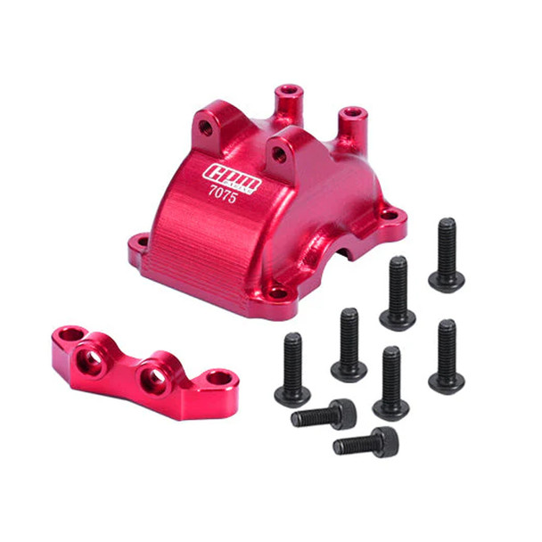 GPM Alum 7075 Front Or Rear Gearbox Cover + Upper Arm Stabilizer Red for TT-02
