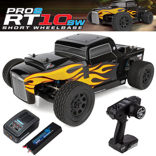 Associated 70024C 1/10 PRO2 RT10SW On-Road 2WD RTR SC Truck Black Lipo Combo
