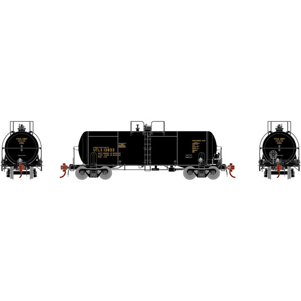 Athearn ATHG25764 13,600-Gallon Acid Tank - UTLX Black #13833 HO Scale