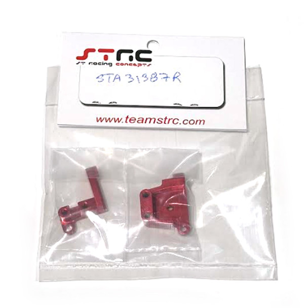 STRC STA31387R Aluminum Front Servo Mount Brackets (2) Red for SCX10 II