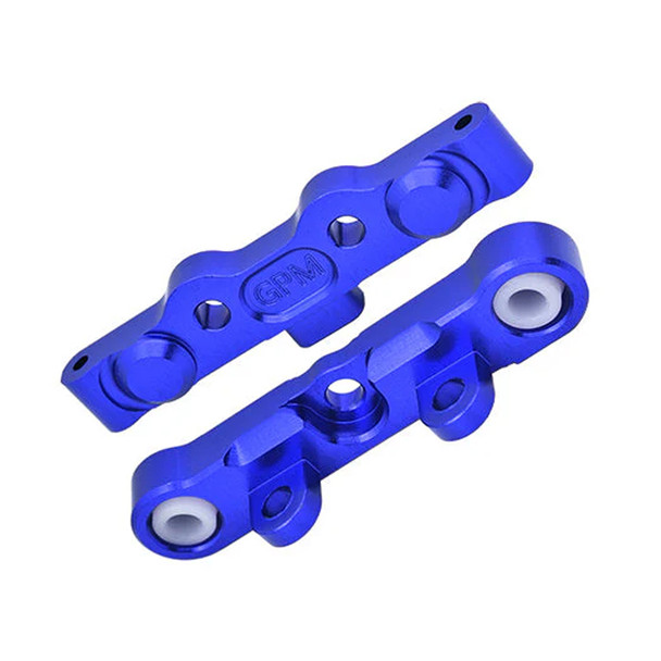 GPM Aluminum 7075 Alloy Rear Hinge Pin Brace Set Blue for Tekno MT410 2.0