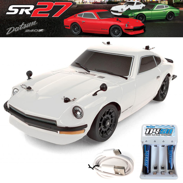 Associated 20187C 1/27 SR27 Datsun 240Z RTR 2WD NiMH Combo White Touring Car