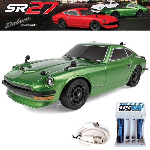 Associated 20188C 1/27 SR27 Datsun 240Z RTR 2WD NiMH Combo Green Touring Car