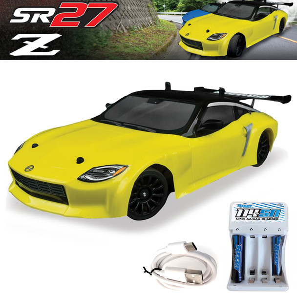 Associated 20189C 1/27 SR27 Nissan Z RTR 2WD NiMH Combo Yellow Touring Car