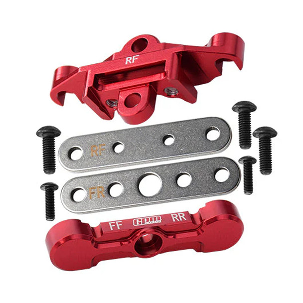 GPM Alum 7075 Alloy Rear Tie Bar Mounts & Suspension Pin Retainers Red for Maxx