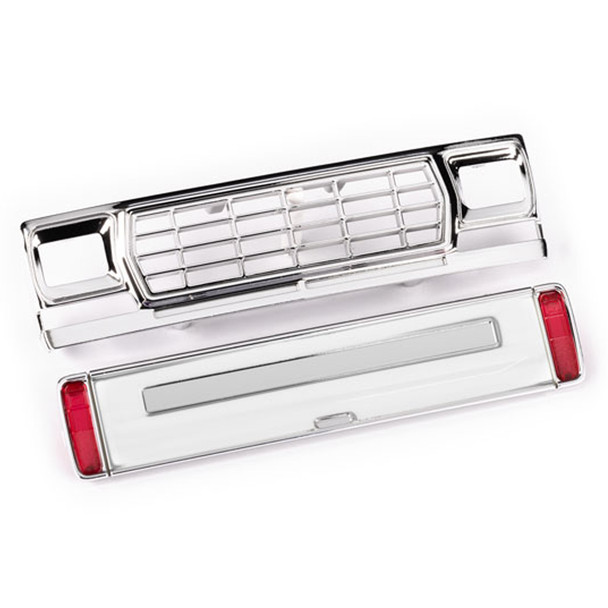 Traxxas 9819 Chrome Front Grille & Unpainted Tailgate Panel w/LED Lenses for TRX-4M