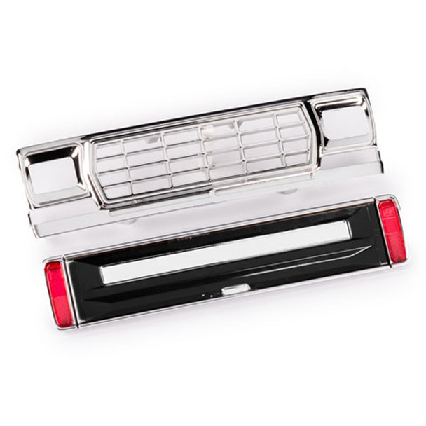 Traxxas 9819-BLK Chrome Front Grille & Black Tailgate Panel w/LED Lenses for TRX-4M
