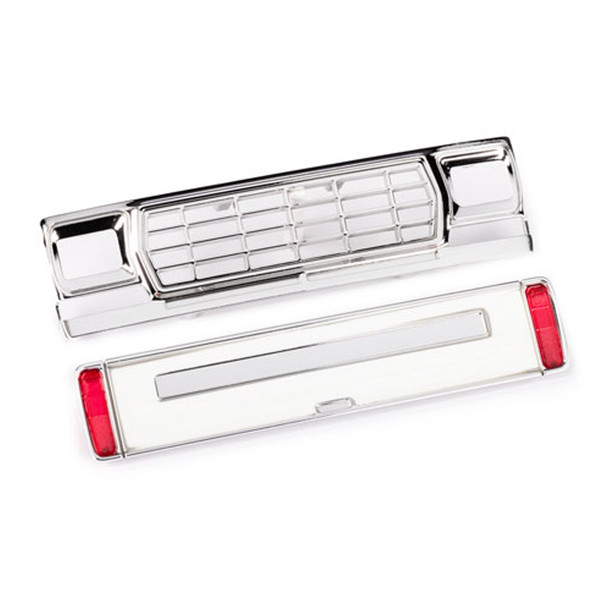 Traxxas 9819-WHT Chrome Front Grille & White Tailgate Panel w/LED Lenses for TRX-4M