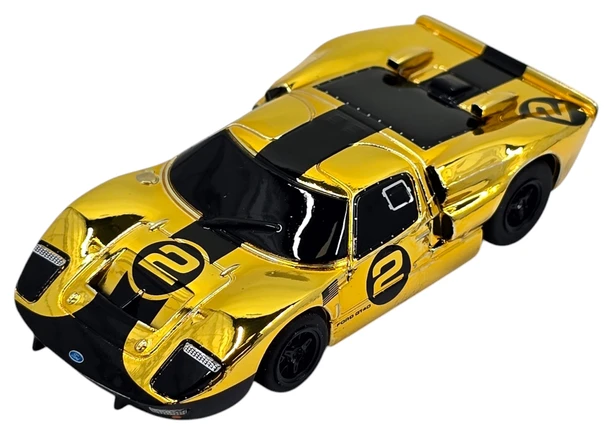 AFX Ford GT40 MKII #2 Gold Chrome / Black Edition Mega G+ Chassis HO Slot Car Exclusive