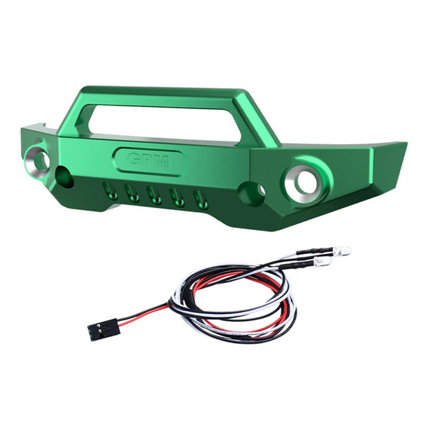 GPM Alum 7075 Alloy Front Bumper Green w/ LED Lights for Traxxas 1/16 Mini Maxx
