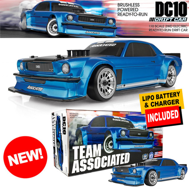 Associated 30133C 1/10 DC10 2WD Electric Brushless RTR Drift Car Lipo Combo