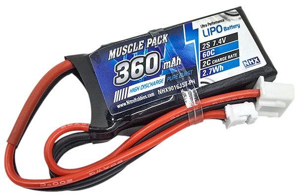NHX RC 2S 7.4V 360mAh 60C Lipo Battery Kyosho Mini-Z 1/28 w/ JST-PH Connector