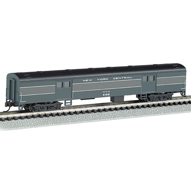 Bachmann 14455 New York Central 72Ft Smooth-Sided Baggage Car Gray N Scale