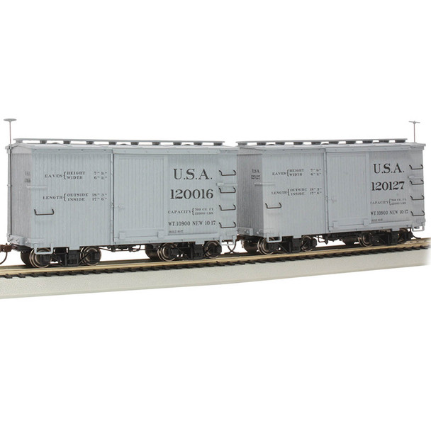 Bachmann 26554 18' Wood Boxcar U.S.A.#120016/120127 w/ Murphy Roof (2) On30 Scale